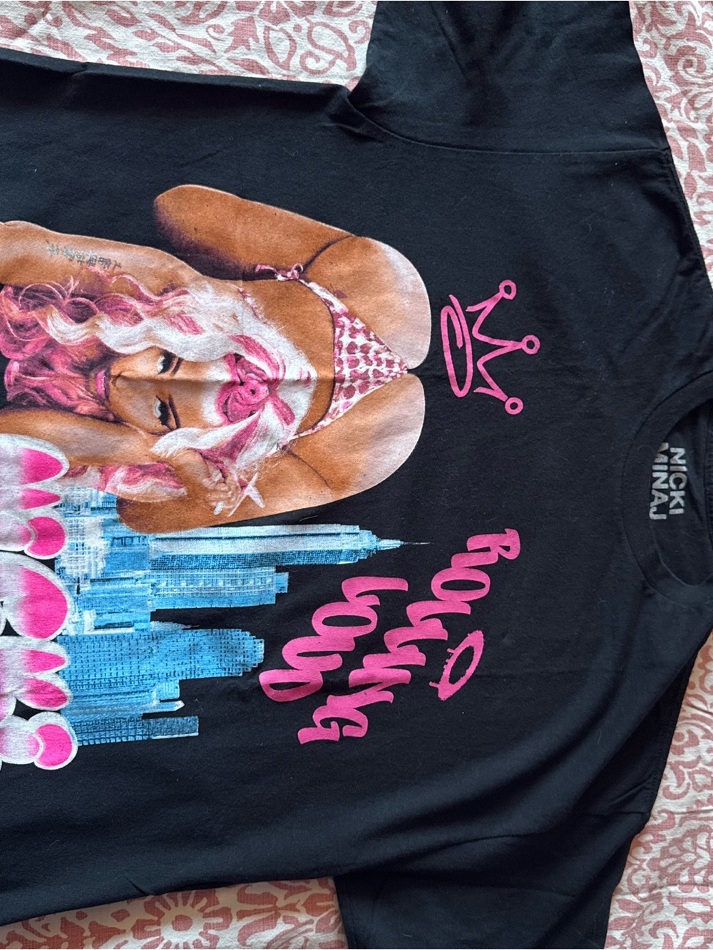 Nicki Minaj Graphic Tee - Black with Pink & Blue Print